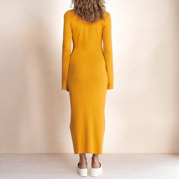 NWT Charlie Holiday Mahalia Knit Dress Golden - Picture 5 of 5